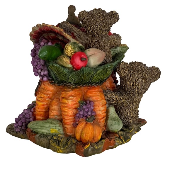 Thanksgiving Fall Decor Figurine Harvest Turkey Bear Resin Table Top Centerpiece - Picture 5 of 7